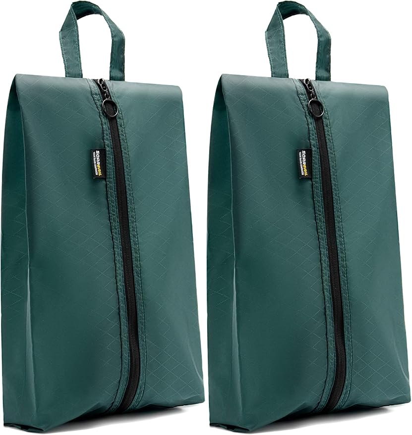 2 Pack Shoe Bags for Travel, Water-Resistant Organizers, Green | 100D Composite Nylon, Translucent Design, Large Capacity, Odor and Dust Protection For Gym, Soccer, Golf, Tennis, Baseball