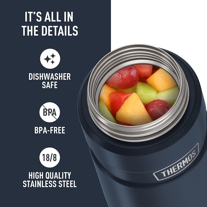 THERMOS Stainless King Vacuum-Insulated Food Jar, 24 Ounce, Matte Midnight Blue