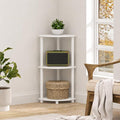 Furinno Turn-N-Tube Toolless Assembly 3-Tier Corner Shelf, Corner Book Shelf, Open Shelves Bookshelf, for Organization and Storage, Living Room, Home Office, Bedroom, Plain White