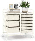 LDAILY 9 Drawer Rolling Storage Cart, Rolling Cart with Drawers for Classroom, Art Supply Craft Organizer on Wheel with Metal Frame & Handles for Home Office School