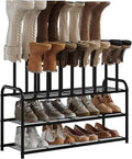 Kitsanery Shoe Rack, 100% Metal Boot Rack Organizer for Entryway, Closet & Garage, Free Standing Shoe Shelf for Storage Tall Boots, Sneakers, Cowboy Boots, Black (Large - 8 Pairs)