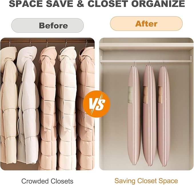Space Saving Hanging Garment Bag with Self Compression Zipper, Thick Dustproof Garment Bags for Hanging Clothes, Space Saving Garment Bags with Compression Zip Technology (Pink, 51 * 23 * 6IN)