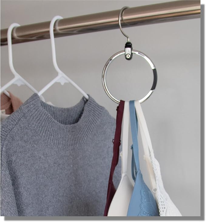 Rolly Hanger® Premium Closet Organizer, Rotating Aluminum Ring Hanger with 360° Swivel Hook, Space Saving Accessory Holder for Belts, Ties, Hats, Scarves, Purses & Handbags | Closet Organizer (1 Pack)