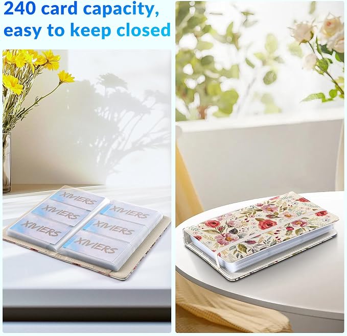 Pu leather business card organizer， 240 Capacity business card holder organizer，Credit card holder for women and men