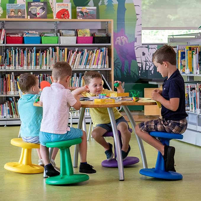 KORE DESIGN Wobble Stool Chair, Girls + Boys Kid Desk Stools, Ergonomic Small Office Chairs, Flexible Seating for Active Kids, ADD/ADHD, Classroom, School, Home, Preschool (12in) Age 4-5 yr, Dark Blue