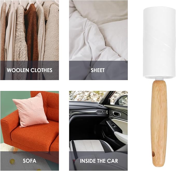 Adorila 2 Pack Lint Rollers for Pet Hair, 240 Sheets Pet Hair Remover for Clothes, Portable Lint Remover Brush with Wooden Handle
