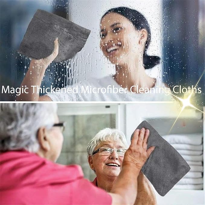 Magic Cleaning Cloth, Microfiber Cleaning Cloth, Reusable, Lint Free, Streak Free, Absorbent & Machine Washable Multipurpose for Cars, Windows, Glass, Mirrors & Kitchen (11.8×11.8in, 5pcs)