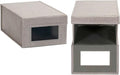 Household Essentials Small Drop Front Shoe Box with Clear Front Panel, Sturdy Poly‑Blended Linen, Gray Finish, Set of 2