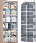 Univivi Over the Door Organizer, 6 Tiers Behind Door Storage with Clear Deep Pockets Hanging Organizer for Closet, Bedroom, Nursery, Bathroom and Sundries (Grey)