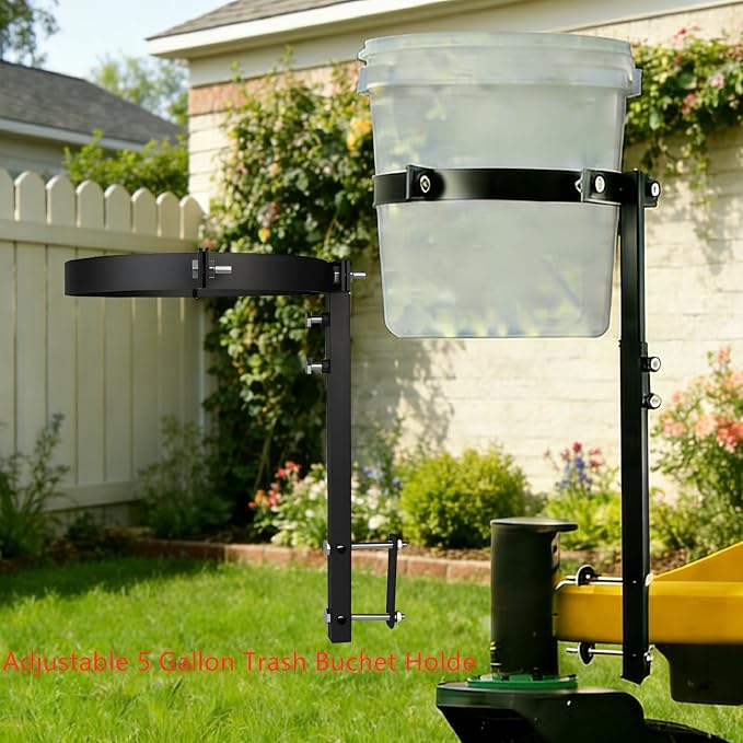 5 Gallon Bucket Holder 11.4 Inch Diameter, Adjustable Heavy-Duty Steel Storage Holder for Zero Turn Mower Accessories，Truck Bucket Organizer