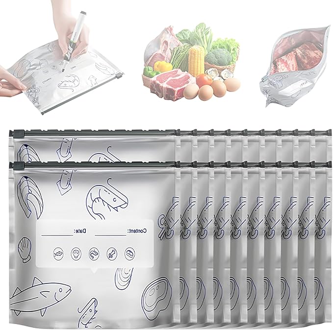 Reusable Aluminum Foil Sealable Storage Bags, Upgrade Reusable Food Storage and Preservation Slider Bags with a Stand-Up Bottom Design Preservations Bags for Kitchen (S(7.87 * 5.11in), 20pcs)
