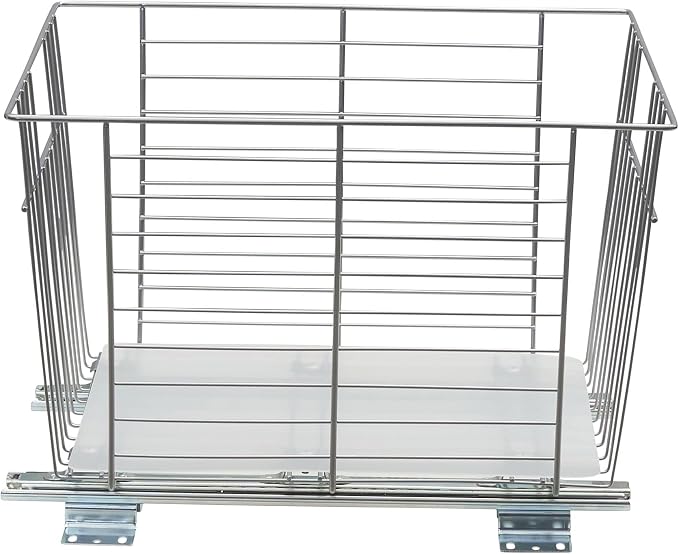 Household Essentials Nickel-Plated Steel Basket Organizer with Clear Plastic Liner