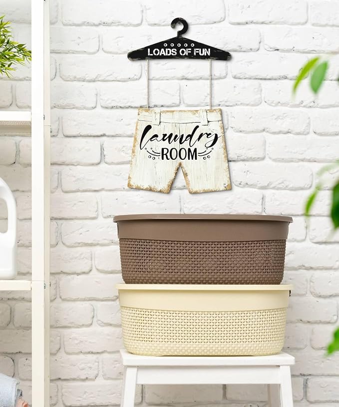 Putuo Decor Laundry Room Wall Decor Hanging Sign Set Farmhouse Style Home Utility Space Decoration For Laundry Area Mudroom Apartment