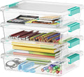 SpaceAid 6 Qt Plastic Storage Bins with Lids, Clear Sensory Bin Craft Organizers and Storage, Stackable Art Containers for Home, Office and School Supplies, 4 pack