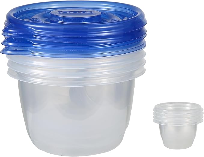 Glad GladWare To Go Lunch Food Storage Containers with Lids, Medium Round BPA Free Plastic with Built-In Dressing Cup for Salads and Lunches, Microwave Dishwasher Safe, 32 Oz, 4 Count - 6 Pack