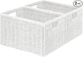 Vagusicc 2 Packs Large Wicker Storage Basket, Closet Storage Baskets Bins for Shelves, Decorative Collapsible Baskets for Organizing Clothes Toy Nursery Bathroom Organizers and Storage, White