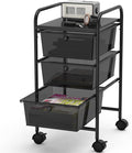 Simple Houseware 3 Drawers Rolling Utility Cart Art Craft Organizer, Black | 1-Column, 25.4" Height, Lockable Wheels, for School, Office, Art Craft, and Paper Storage