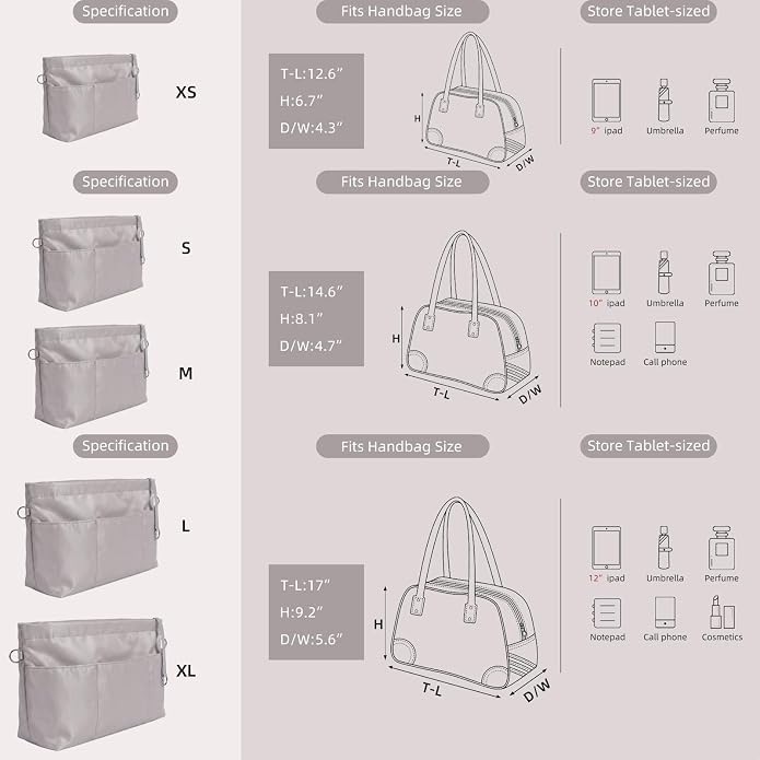 VANCORE Purse Organizer Insert for Handbags,Tote Bag Organizer Insert with Zipper Bag,Premium Handbag Organizer Inside Liner for Women
