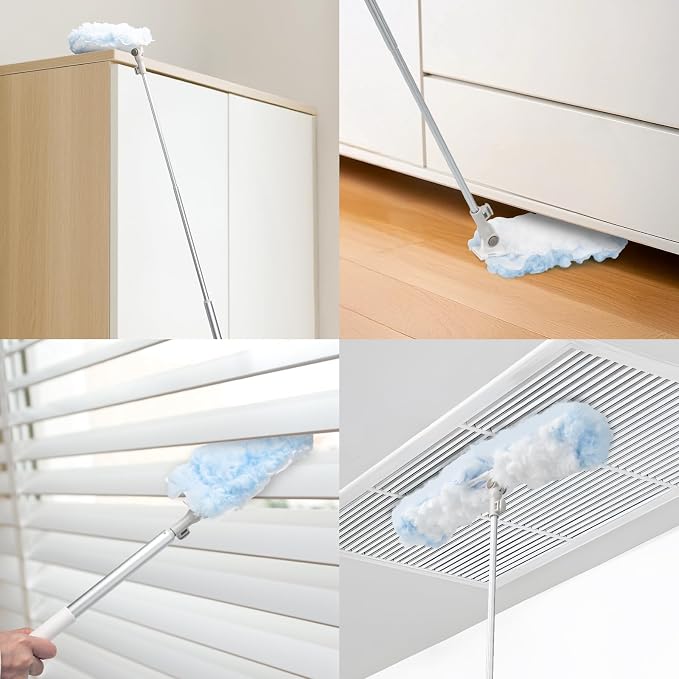 Duster Refill Kit with 6ft Super Extendable Handle for Swiffer, 40Pcs | 6ft Super Extendable Handle,Compatible with Swiffer, 360° Disposable Microfiber Dusting Pads