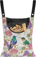 Hummingbird Clothespin Storage Hanger Bags Hydrangea Laundry Clothespin Bag, Clothespin Bag with a Large Opening, Hanging Storage Organizer with Hanging Rope for Home Outdoor