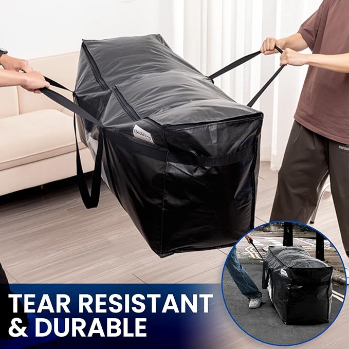 TAILI 69 Gallon Extra Large Storage Bags, XXL Black Heavy Duty Moving Bags For Storage with Visible Window, Wrap Around Handles, Totes for Space Saving, Alternative to Moving Boxes (2 Pack)