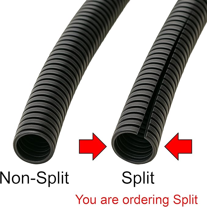 Electriduct Split Wire Loom Tubing Polyethylene Corrugated Flexible Conduit - 3/8" Nominal Size - 10 Feet - Blue