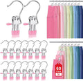 60 Pack Boot Hangers Clips for Closet, Laundry Hooks Hanging Clips Pants Hangers with Clips Legging Organizer Clothes Pins Hanger Clips for Closet Organizer Towel Socks Hats Jeans Home Travel Pink