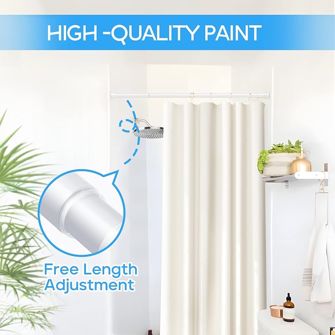 Tension Curtain Rod White Tension Rod 2pcs Spring Curtain Rod Non Slip Tension Rods For Windows 28 To 48 Inch No Drilling Adjustable Tension Rods of Curtain Window Closet Kitchen Wardrobe1
