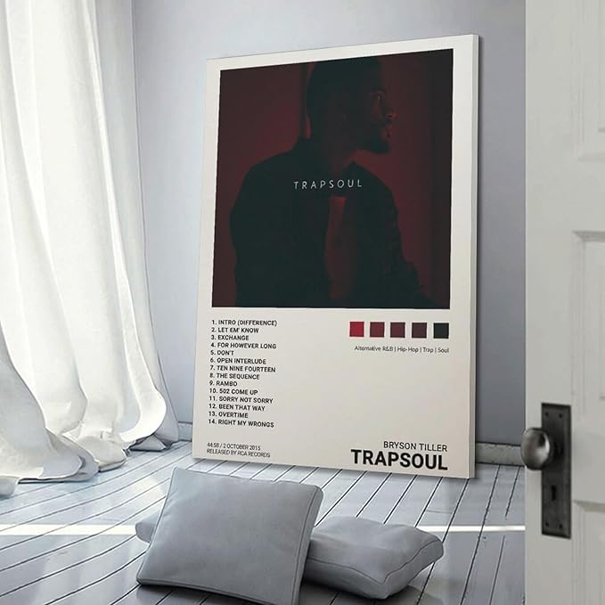 OrdaLi Bryson Poster Tiller Trapsoul Music Album Cover Canvas Poster Wall Art Decoration Print Picture Canvas Mural Suitable for Living Room Bedroom Decoration 24x36inch(60x90cm) Frame-style