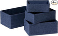 LA JOLIE MUSE Storage Baskets for Organizing - Set of 4 Sturdy Woven Paper Rope Decorative, Stackable Wicker Baskets for Makeup Closet, Bathroom, Bedroom (Navy Blue)
