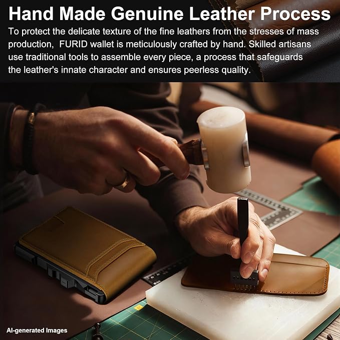 furid Genuine Leather Wallet for Men: Slim RFID Smart Minimalist Wallet | Credit Card Holder for Front Pocket wallet with Money Clip Full Grain - Gifts for Husband Father on Birthday Anniversary