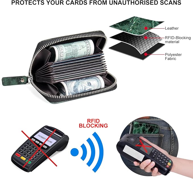 Credit Card Wallet, RFID Card Case Wallet, Zipper Card Cases Holder for Men Women, RFID Blocking, KeyChain Wallet, Compact Size Card Organizer Case for Women