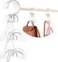 Clear Purse Hanger for Closet, 2 Pack Wardrobe Rod Vertical Hanging Handbag Organizer with 4 Holders, Keeps Bags Non-Crushed and Neatly Stored, Smooth Purse Storage Hooks, Easy Access