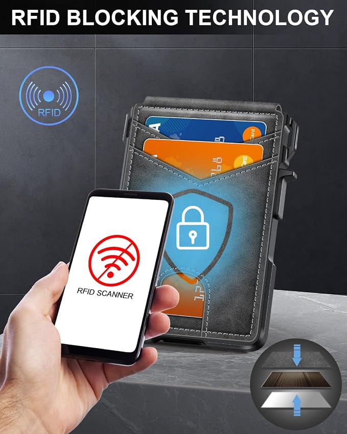 Wallet for Mens Minimalist Wallet 9-13 Cards RFID Blocking Slim Wallet | Money Clip & ID Window, Compact Smart Pop Up Card Wallet, Metal Aluminum Credit Card Holder Wallet, Birthady Gifts for Men