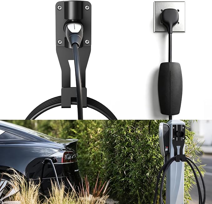 SEVEN SPARTA 180°Swivel Charging Cable Holder Wall Mount for Tesla Charger | 180° Swiveling Holster, Organizer for Save Garage Space, For Tesla Model 3 Y X S Cybertruck Mobile & Wall Connector