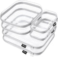 YQBRAO 6 Pack Sleek Gray Clear Hard Shell Zipper Case, 1.2mm Heavy Duty Tech & Cord Organizer Pouches, Crush-Proof Electronic Storage for Travel, Tools & Diaper Bag (2L+2M+2S)