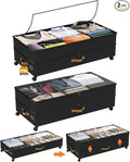 Under Bed Storage with Wheels 2-Pack, 75L XXL Under the Bed Storage Containers Large, 12" Tall Adjustable Storage for Underbed with Lids, Rolling for Shoes, Clothes, Blankets (Black)