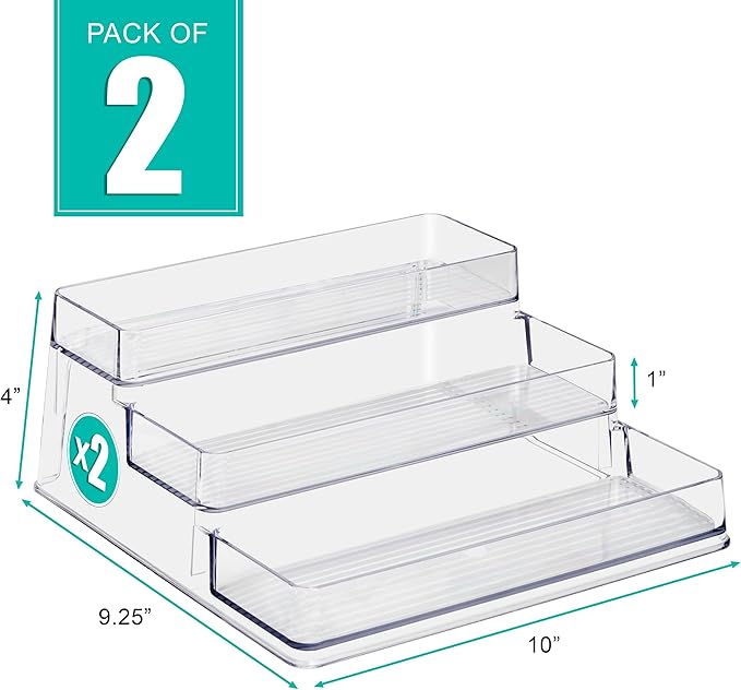 Sorbus 3-Tier Pantry Spice Organizer, 2 Pack | Seasoning Organizer for Cabinet, Spice Rack, Condiment Organizer, For Pantry & Refrigerator