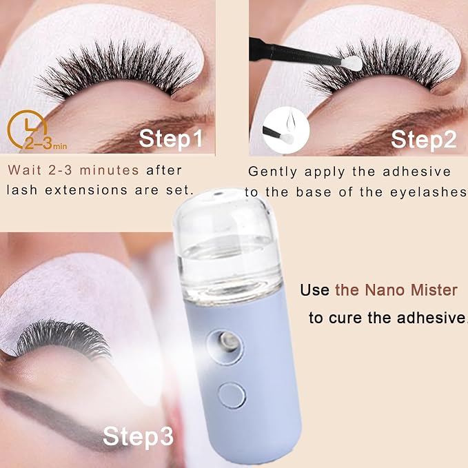 Nano Mist Sprayer, Handy Facial Mister with Fine Mist, Mini Face Humidifier | Portable Face Mister for Lash Extension, Barbers,Daily Make Up,Salon,Cool Down Nano Face Mister with 1OZ/30ML Water Tank Blue