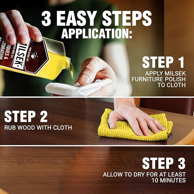 Milsek Antiques & Restoration Wood Polish 12 oz, Pack of 4 | Cleans, polishes, and restores antique furniture and heirloom wood while enhancing the natural finish.