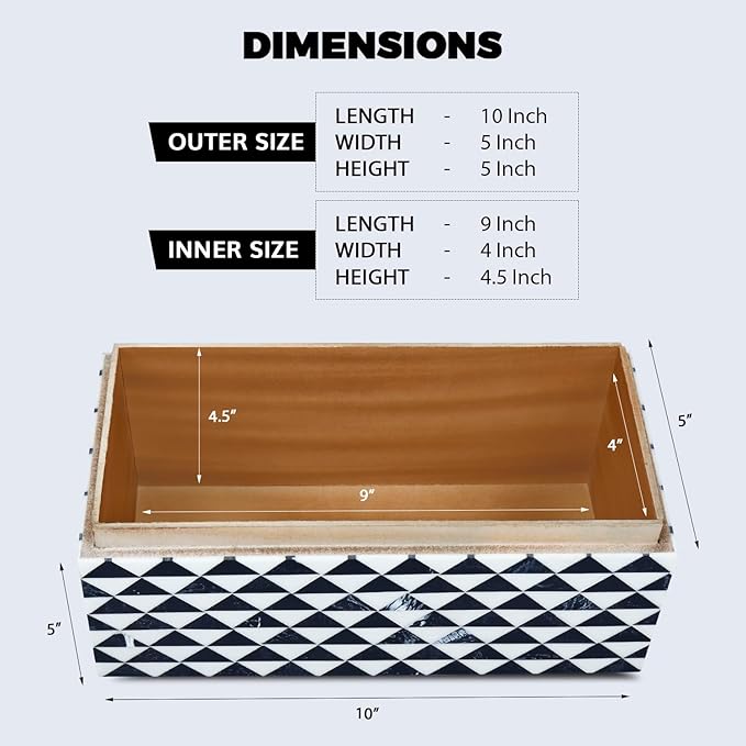 Handicrafts Home Decorative Organizer Box 10x5 – Large Keepsake Box with Lid, Modern Decorative Storage Box, Bohemian Coffee Table Décor, Jewelry & Memory Box, Decorative Accent Box for Home Décor