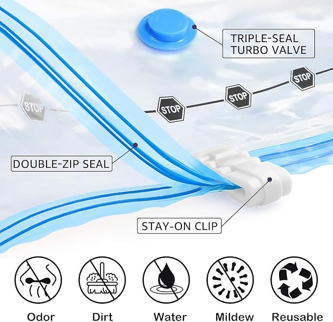 BoxLegend Vacuum Storage Bags with Large Hand Pump 24 Combo (1X-Jumbo, 4 Jumbo, 7 Large, 6 Medium, 6 Small) Thickened Vacuum Seal Bags for Clothing Blanket Pillow Comforters Bedding Quilt Coat