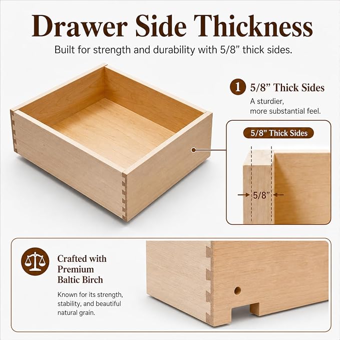 Built In USA - Dovetail Pull Out Drawer Box Only - Pull Out Tray (7" High 26" Wide - 22" Depth (No Slides))