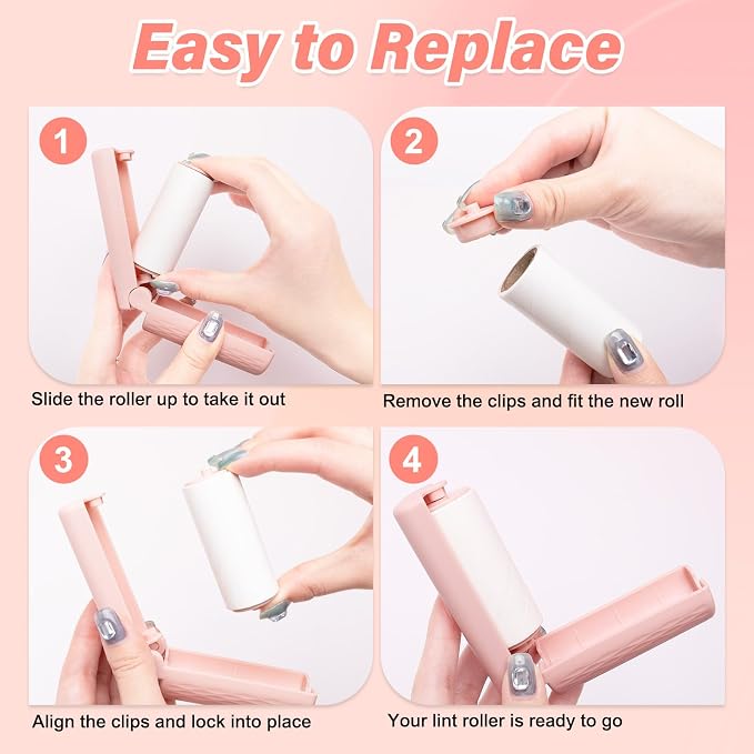 16 Pack Travel Lint Roller with 360 Sheets, Mini Portable Lint Remover with 4 Handles & 12 Refills, Reusable Pet Hair Remover for Clothes with Cover, Easy to Clean for Luggage Use
