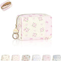 Quilted Mini Makeup Bag, Cute Small Cosmetic Bag for Purse, Y-Bow | Floral Travel Makeup Pouch, Make Up Pouch for Women, Purse Organizer Pouches for Travel/ Gym/ Daily Use, Perfect Gifts