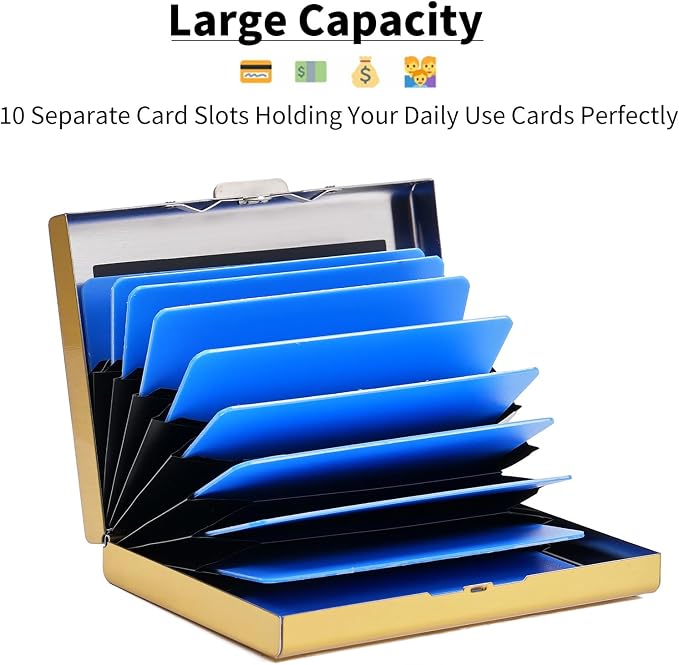 Credit Card Holder Wallet Stainless Steel Card Case RFID Blocking Business Card Holder Protector for Women Men