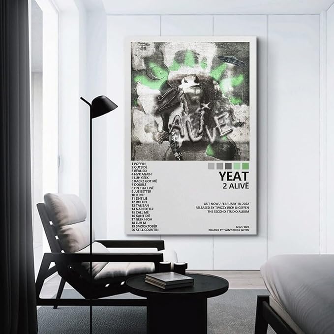 Yeat Poster 2 Alive Album Cover Poster Office Room Aesthetic Decoration Painting Canvas Wall Art Bedroom Painting Decoration Gift 08x12inch(20x30cm) Unframe-style
