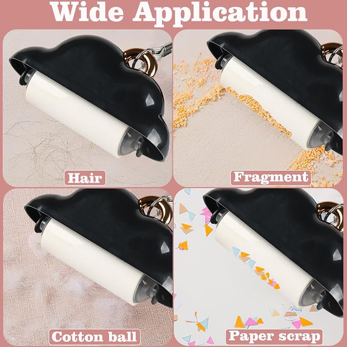 Mini Lint Roller Travel Size, Reusable Pet Hair Remover, Portable Lint Roller for Clothes with 150 Sheets Refillable (Blue&Black)