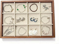 Large Jewelry Trays for Drawers Stackable Velvet Jewelry Display for Vendors Jewelry Drawer Organizer Inserts for Rings Necklace Bracelets Earrings and Studs Earrings (Beige, 12 Grid)