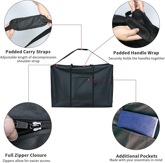 Rollator Travel Bag with 2 Medical Equipment Luggage Tag - Waterproof Wheelchair Bag for Folding Walker Wheelchair Transport Chair Portable Large Duffel Bag Carry Case (39" Lx16 Wx32 H)